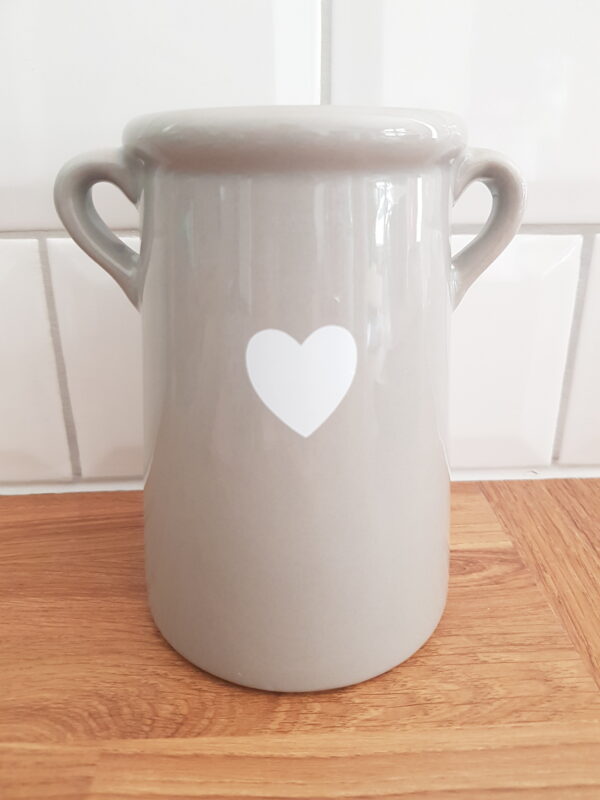 Grey Pot with Cute White heart