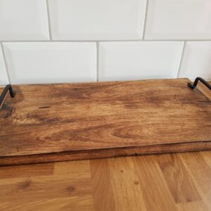 Metal Handled Wooden Serving Board