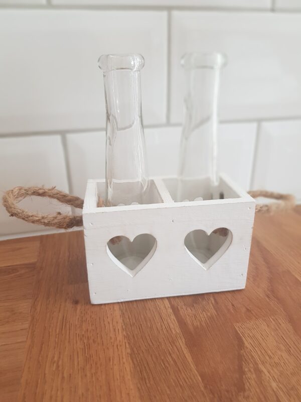 White Heart Tray with bottles