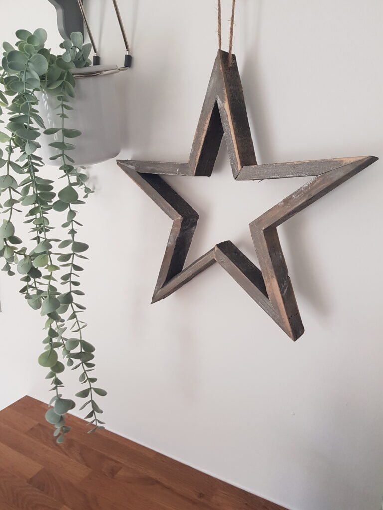 Grey Hanging Wooden Star