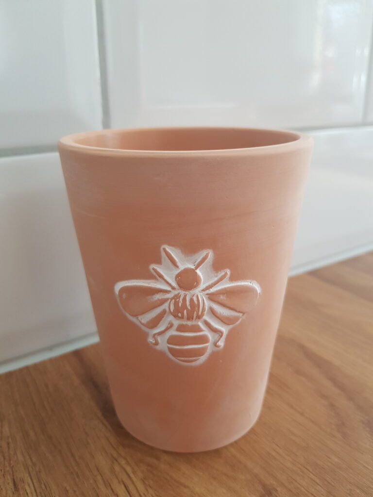 Small Terracotta Bee Motif Plant Pot
