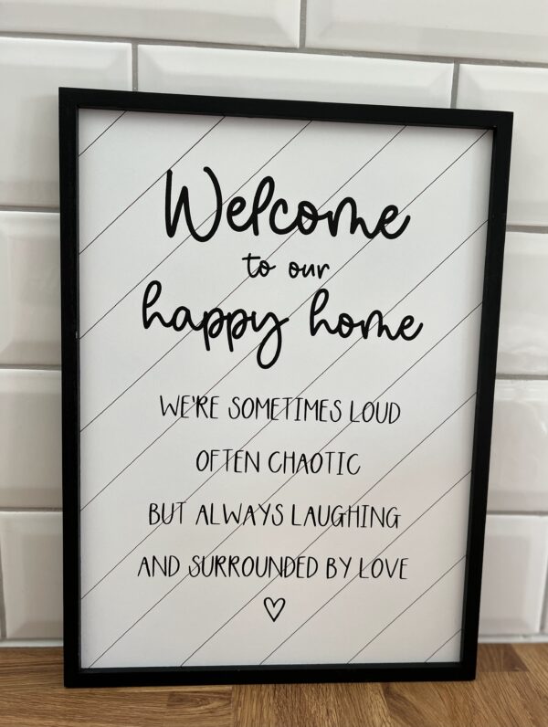 welcome happy home plaque