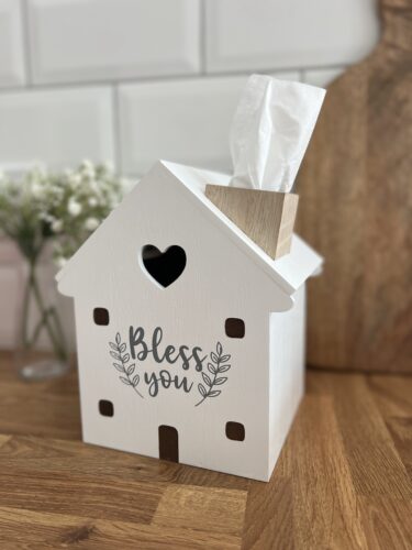 Rustic White Wooden Tissue Box House