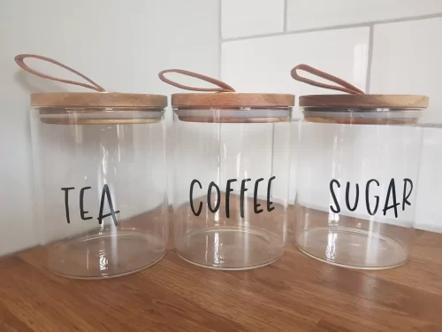Tea Coffee Sugar Vinyl Jars